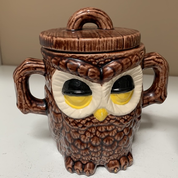 EUC Vintage 80’s Ceramic Sleepy Owl Creamer and Sugar Bowl With Lid - Picture 2 of 10